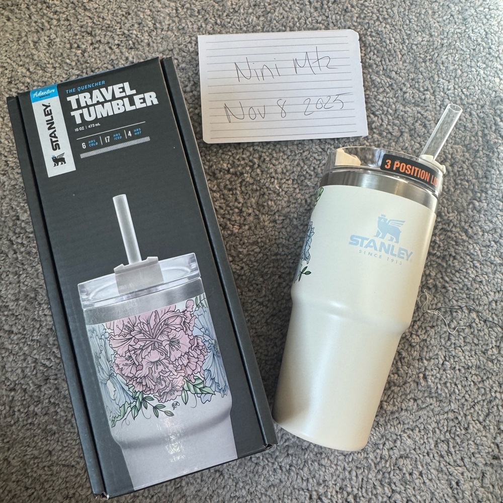 Stanley Cream Tumbler with Floral Art